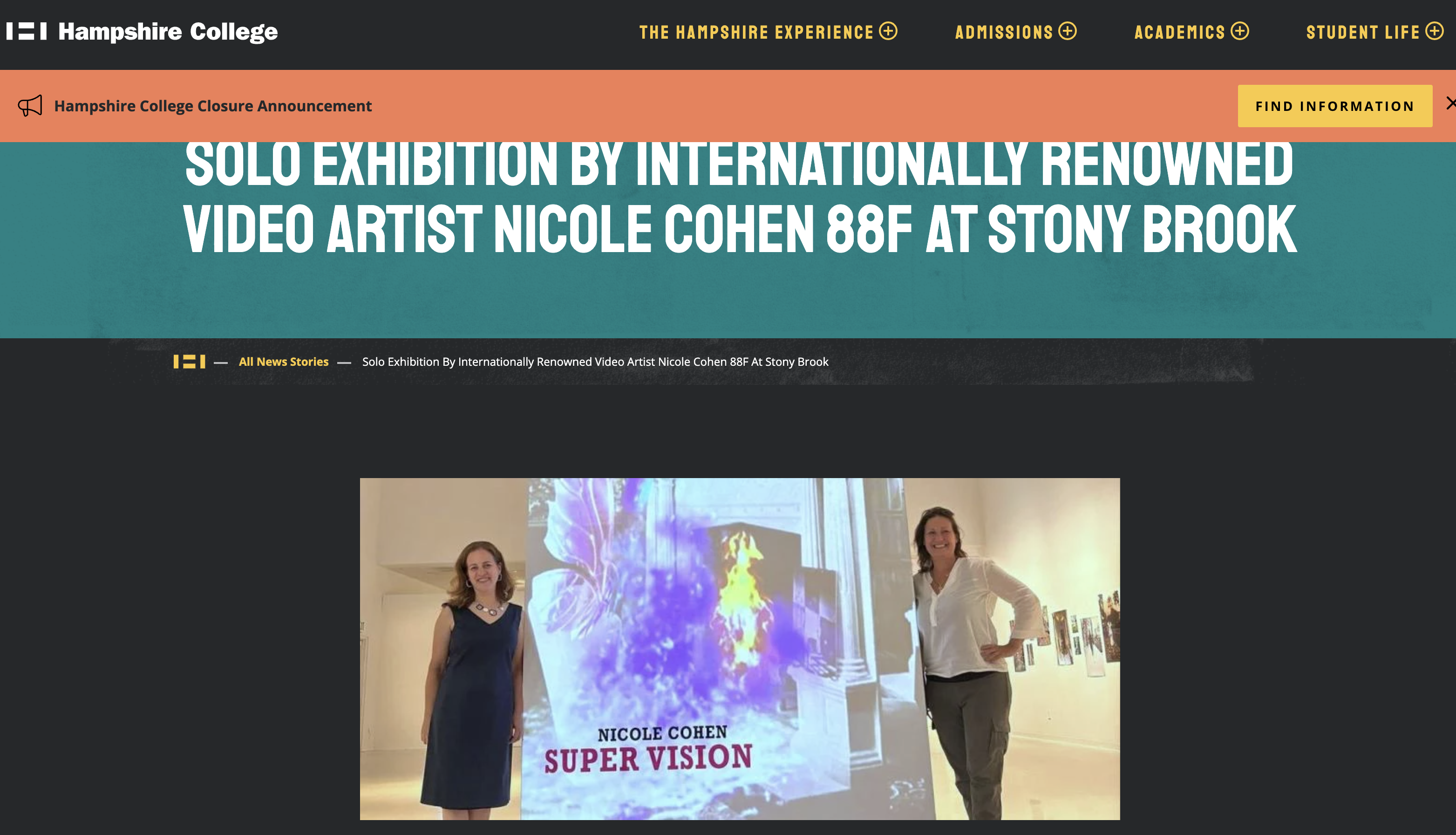 Hampshire College artist feature - Nicole Cohen Super Vision exhibition